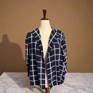 Masai Jaclyn Navy Blue And White Plaid Jacket - Size M